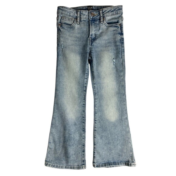 Gap Denim Youth Girls 70s Flare Jeans  Size 7  Light Wash  Retro Hippie Boho BTS - Picture 1 of 10